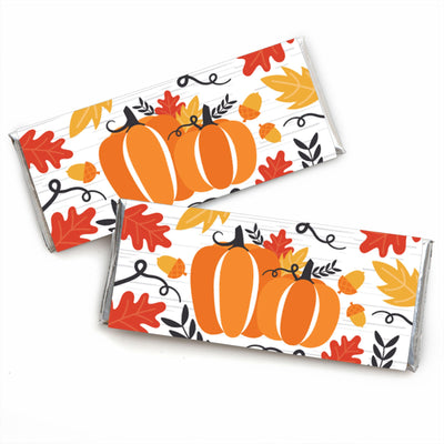 Fall Pumpkin - Candy Bar Wrapper Halloween or Thanksgiving Party Favors - Set of 24