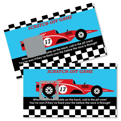 Let's Go Racing - Racecar - Race Car Birthday Party or Baby Shower Scratch Off Cards - 22 Cards