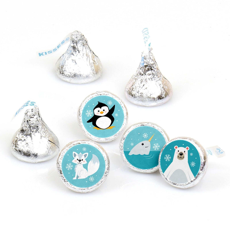 Arctic Polar Animals - Winter Baby Shower or Birthday Party Round Candy Sticker Favors - Labels Fit Hershey&