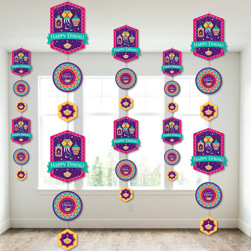 Happy Diwali - Festival of Lights Party DIY Dangler Backdrop - Hanging Vertical Decorations - 30 Pieces
