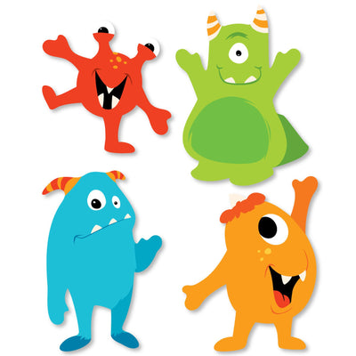 Monster Bash - DIY Shaped Little Monster Birthday Party or Baby Shower Cut-Outs - 24 ct