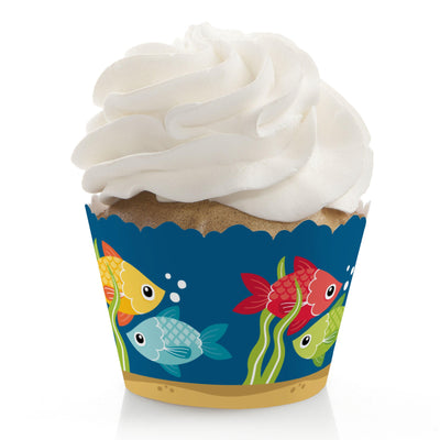 Let's Go Fishing - Fish Themed Party or Birthday Party Decorations - Party Cupcake Wrappers - Set of 12