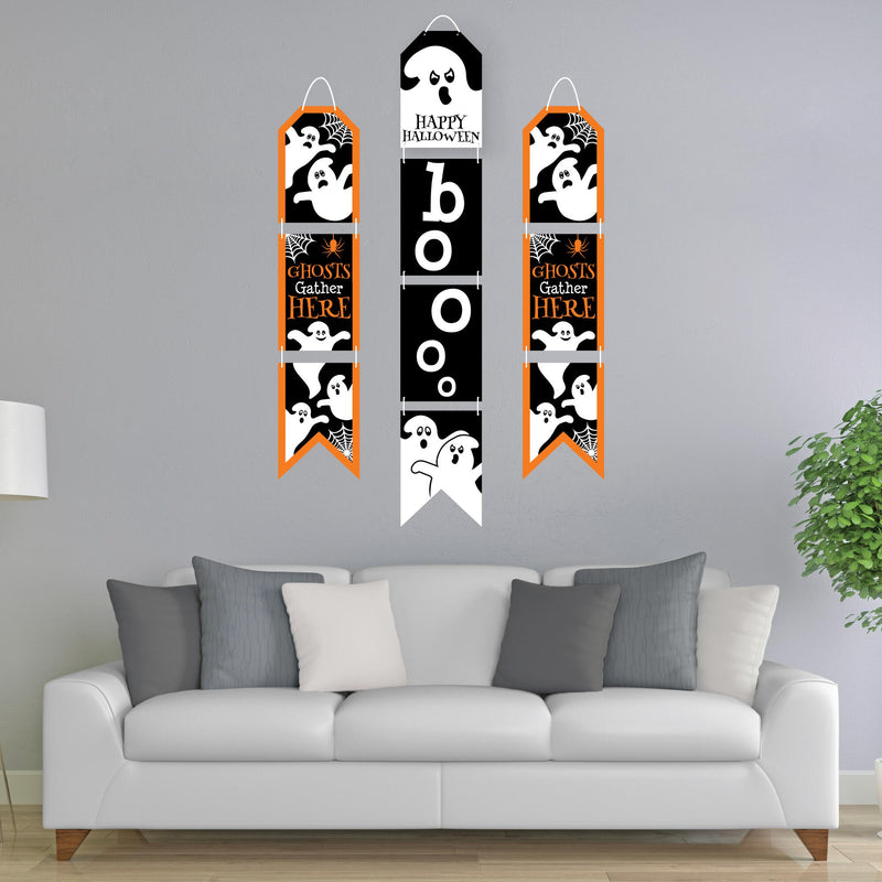 Spooky Ghost - Hanging Vertical Paper Door Banners - Halloween Party Wall Decoration Kit - Indoor Door Decor