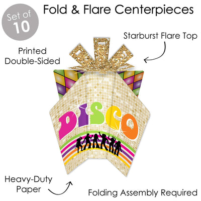 70's Disco - Table Decorations - 1970s Disco Fever Party Fold and Flare Centerpieces - 10 Count