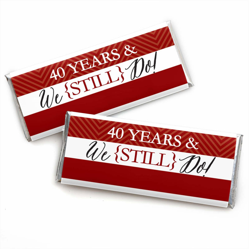 We Still Do - 40th Wedding Anniversary - Candy Bar Wrappers Wedding Anniversary Party Favors - Set of 24