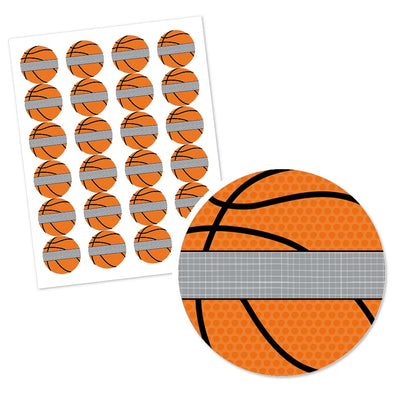 Nothin' But Net - Basketball - Personalized Baby Shower Circle Sticker Labels - 24 ct