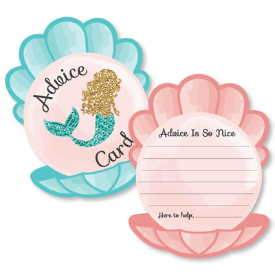 Let's Be Mermaids - Seashell Wish Card Baby Shower Activities - Shaped Advice Cards Game - Set of 20