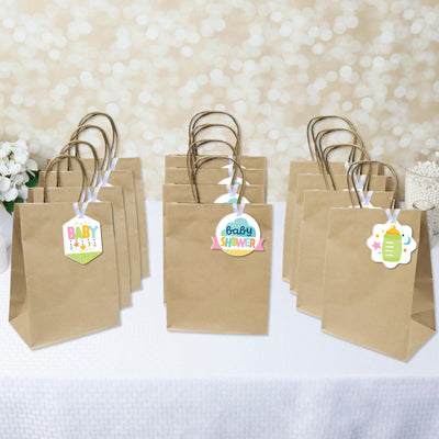 Colorful Baby Shower - Assorted Hanging Gender Neutral Party Favor Tags - Gift Tag Toppers - Set of 12
