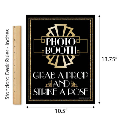 Roaring 20's Photo Booth Sign - 1920s Art Deco Jazz Party Decorations - Printed on Sturdy Plastic Material - 10.5 x 13.75 inches - Sign with Stand - 1 Piece