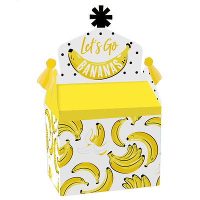 Let's Go Bananas - Treat Box Party Favors - Tropical Party Goodie Gable Boxes - Set of 12