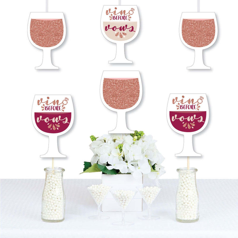 Vino Before Vows - Wine Glass Decorations DIY Winery Bridal Shower or Bachelorette Party Essentials - Set of 20