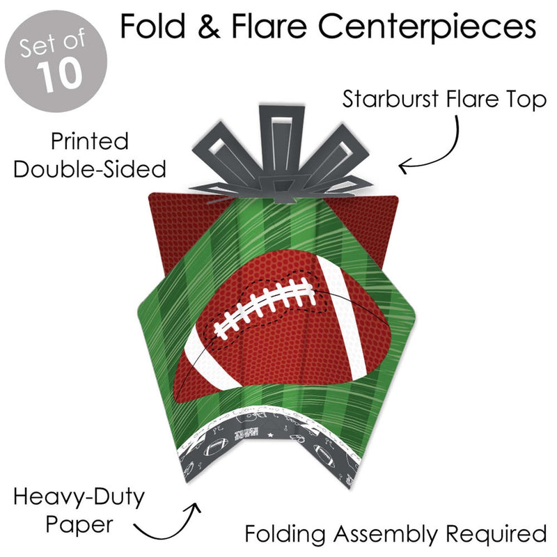End Zone - Football - Table Decorations - Baby Shower or Birthday Party Fold and Flare Centerpieces - 10 Count
