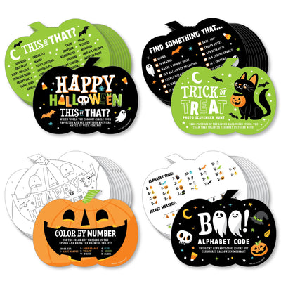 Jack-O'-Lantern Halloween - 4 Kids Halloween Party Games - 10 Cards Each - Gamerific Bundle