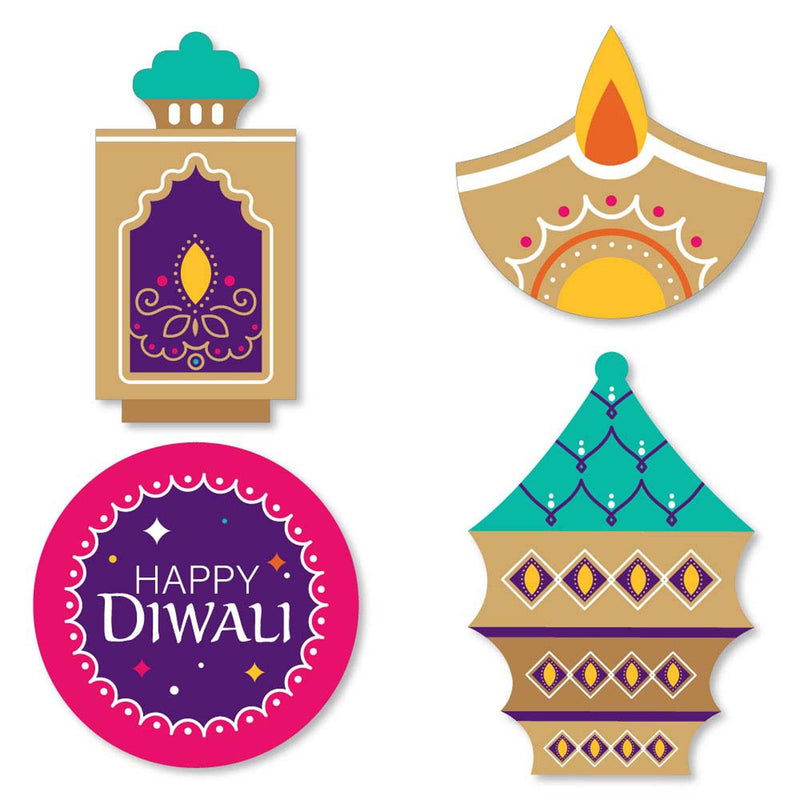 Happy Diwali - DIY Shaped Festival of Lights Party Cut-Outs - 24 ct