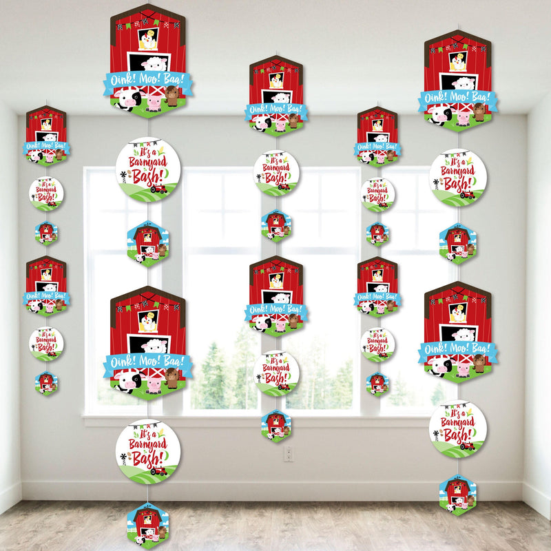 Farm Animals - Barnyard Baby Shower or Birthday Party DIY Dangler Backdrop - Hanging Vertical Decorations - 30 Pieces