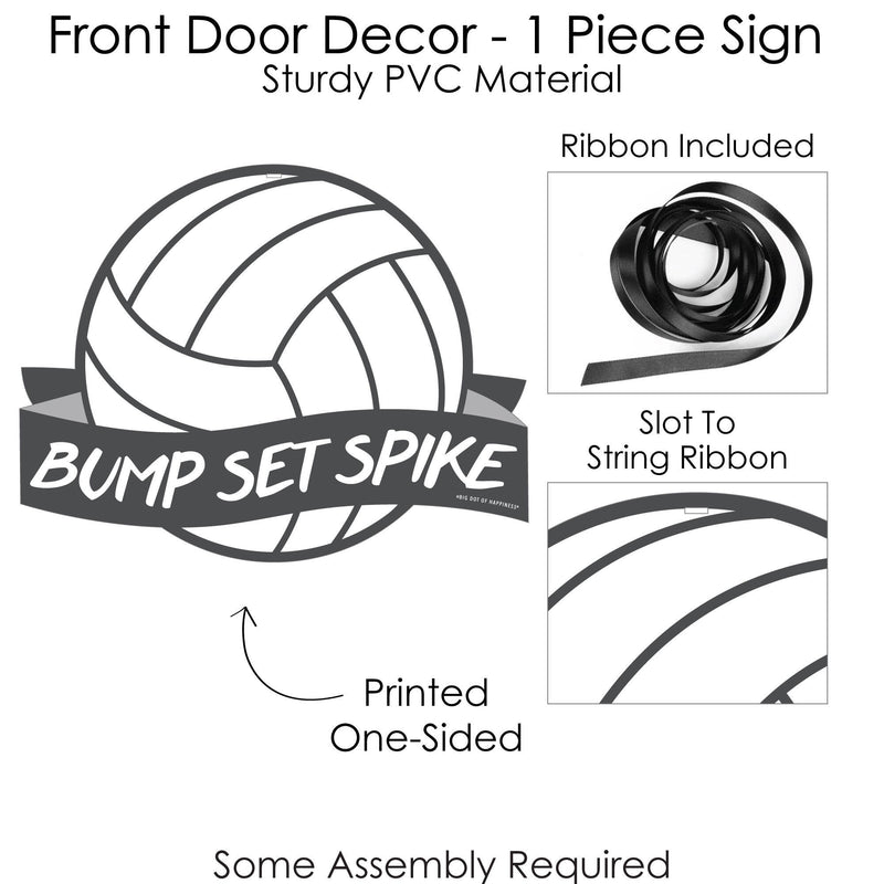 Bump, Set, Spike - Volleyball - Hanging Porch Baby Shower or Birthday Party Outdoor Decorations - Front Door Decor - 1 Piece Sign