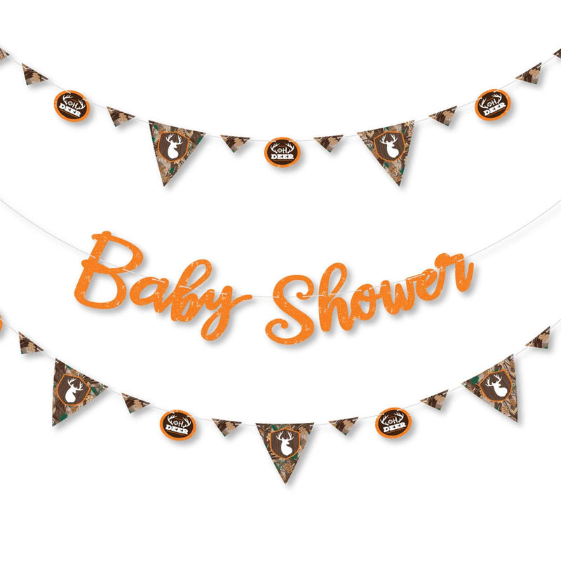 Gone Hunting - Deer Hunting Camo Baby Shower Letter Banner Decoration - 36 Banner Cutouts and Baby Shower Banner Letters