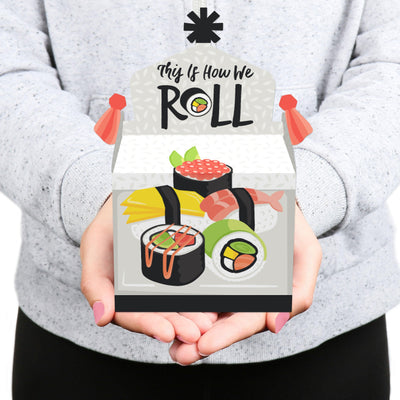 Let's Roll - Sushi - Treat Box Party Favors - Japanese Party Goodie Gable Boxes - Set of 12