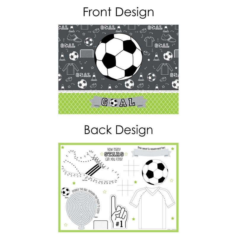 GOAAAL! - Soccer - Paper Birthday Party Coloring Sheets - Activity Placemats - Set of 16