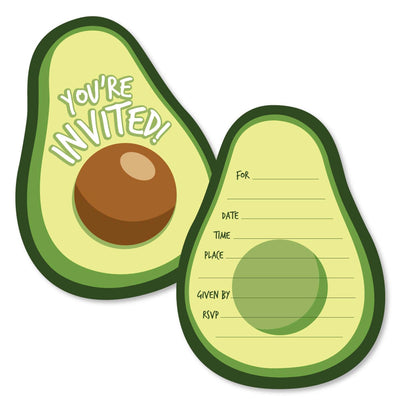 Hello Avocado - Shaped Fill-In Invitations - Fiesta Party Invitation Cards with Envelopes - Set of 12