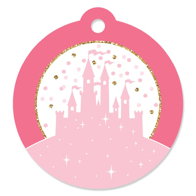 Little Princess Crown - Pink and Gold Princess Baby Shower or Birthday Party Favor Gift Tags (Set of 20)