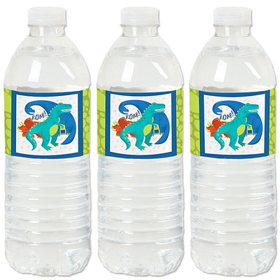 Roar Dinosaur - Dino Mite T-Rex Baby Shower or Birthday Party Water Bottle Sticker Labels - Set of 20