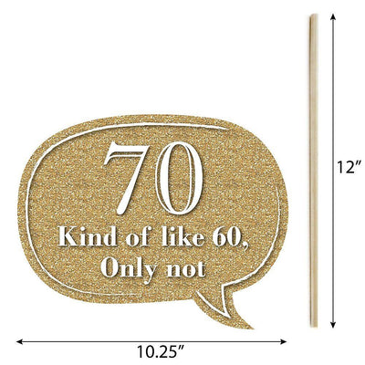 Funny Adult 70th Birthday - Gold - 10 Piece Birthday Party Photo Booth Props Kit