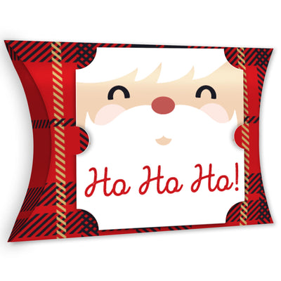 Jolly Santa Claus - Favor Gift Boxes - Christmas Party Large Pillow Boxes - Set of 12