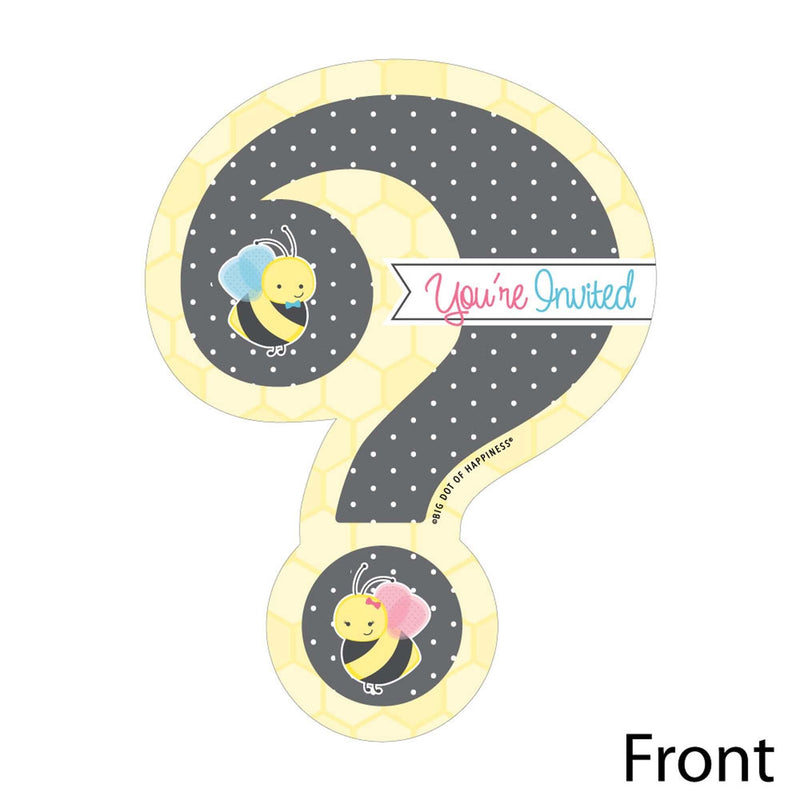 What Will It BEE? - Shaped Fill-In Invitations - Gender Reveal Invitation Cards with Envelopes - Set of 12