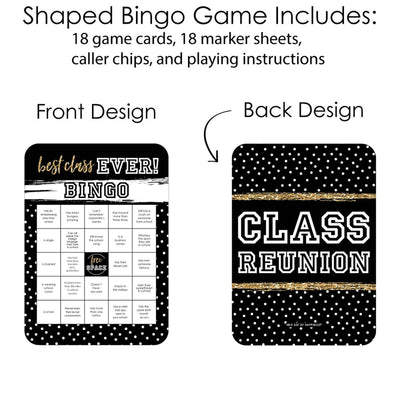 Reunited - Classmate Bingo Cards and Markers - School Class Reunion Party Bingo Game - Set of 18