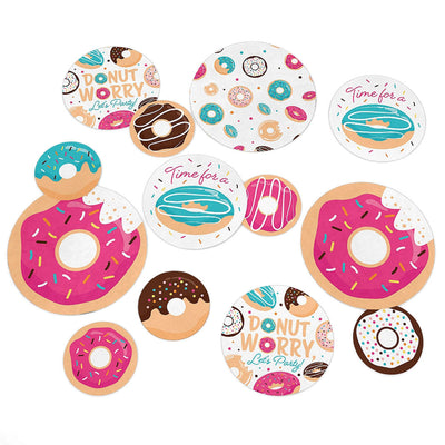 Donut Worry, Let's Party - Doughnut Party Giant Circle Confetti - Party Decorations - Large Confetti 27 Count