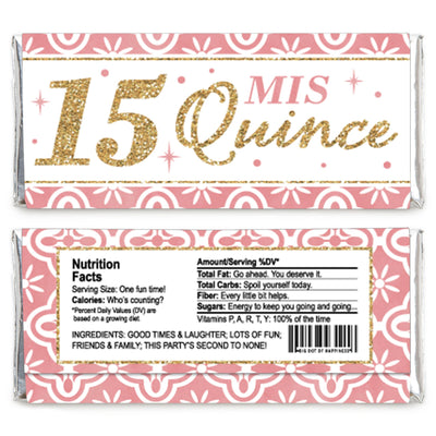 Mis Quince Anos - Candy Bar Wrapper Quinceanera Sweet 15 Birthday Party Favors - Set of 24