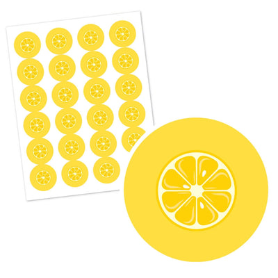 So Fresh - Lemon - Citrus Lemonade Party Circle Sticker Labels - 24 Count