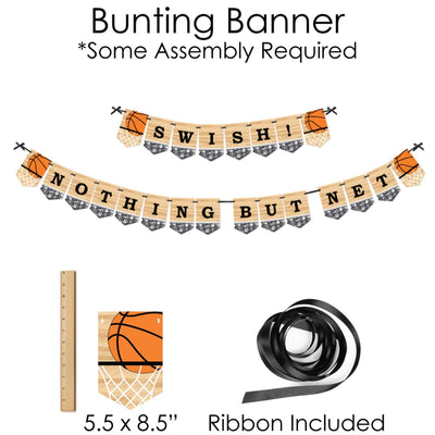 Nothin' But Net - Basketball - Banner and Photo Booth Decorations - Baby Shower or Birthday Party Supplies Kit - Doterrific Bundle