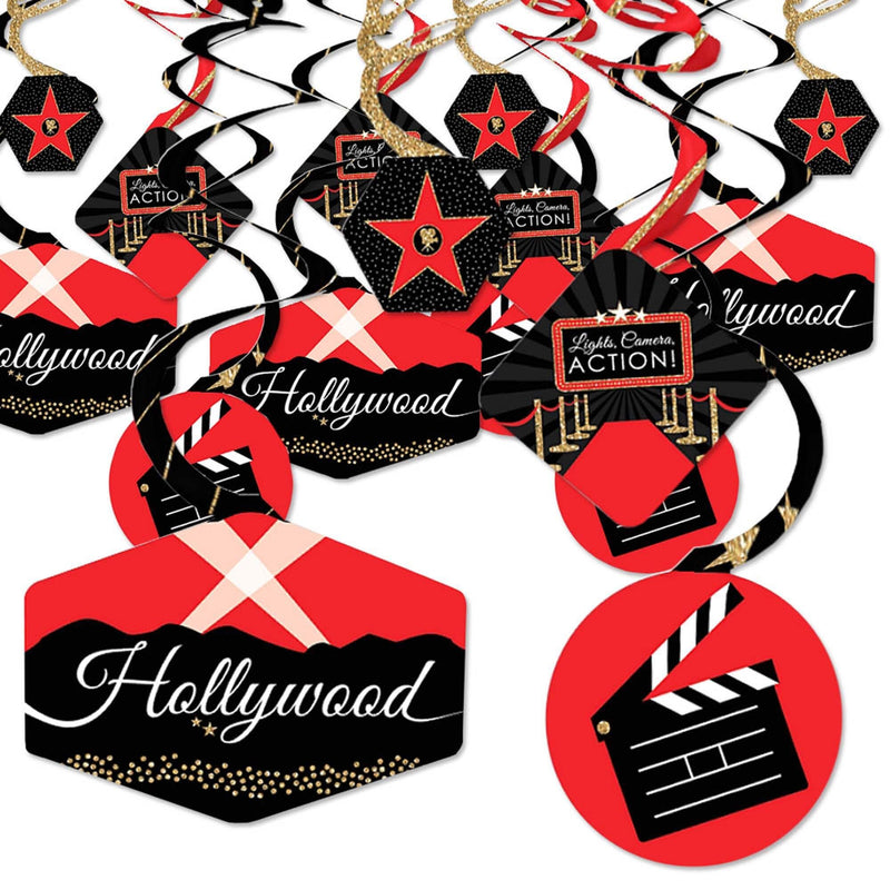 Red Carpet Hollywood - Movie Night Party Hanging Decor - Party Decoration Swirls - Set of 40