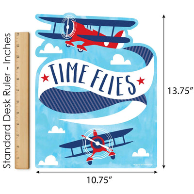 Taking Flight - Airplane - Outdoor Lawn Sign - Vintage Plane Baby Shower or Birthday Party Yard Sign - 1 Piece