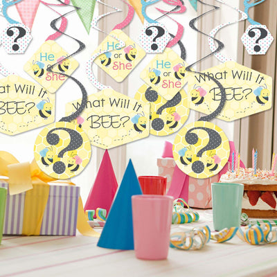 What Will It BEE? - Gender Reveal Hanging Decor - Party Decoration Swirls - Set of 40
