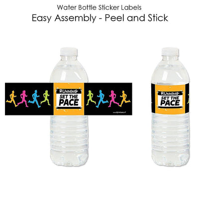 Set The Pace - Running - Track, Cross Country or Marathon Water Bottle Sticker Labels - Set of 20