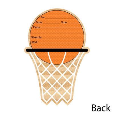 Nothin' But Net - Basketball - Shaped Fill-In Invitations - Baby Shower or Birthday Party Invitation Cards with Envelopes - Set of 12