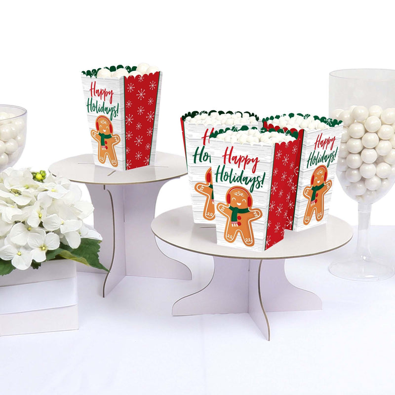 Gingerbread Christmas - Gingerbread Man Holiday Party Favor Popcorn Treat Boxes - Set of 12