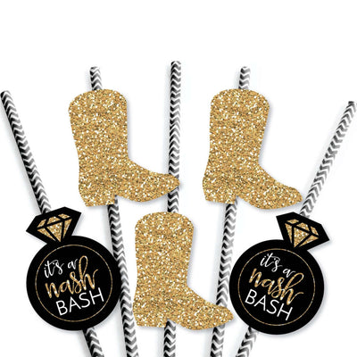 Nash Bash - Paper Straw Decor - Nashville Bachelorette Party Striped Decorative Straws - Set of 24
