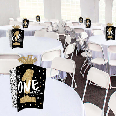 1st Birthday Little Mr. Onederful - Table Decorations - Boy First Birthday Party Fold and Flare Centerpieces - 10 Count
