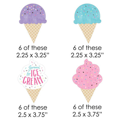 Scoop Up The Fun - Ice Cream - DIY Shaped Sprinkles Party Cut-Outs - 24 ct