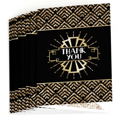 Roaring 20's - Set of 8 1920s Art Deco Jazz Party Thank You Cards