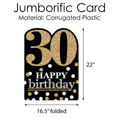 Adult 30th Birthday - Gold - Happy Birthday Giant Greeting Card - Big Shaped Jumborific Card - 16.5 x 22 inches