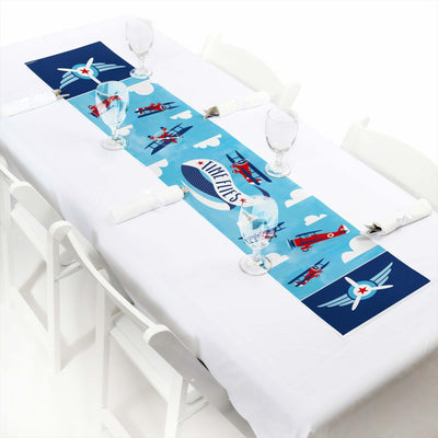 Taking Flight - Airplane - Petite Vintage Plane Baby Shower or Birthday Party Paper Table Runner - 12" x 60"