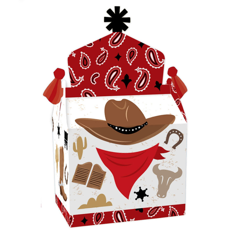 Western Hoedown - Treat Box Party Favors - Wild West Cowboy Party Goodie Gable Boxes - Set of 12
