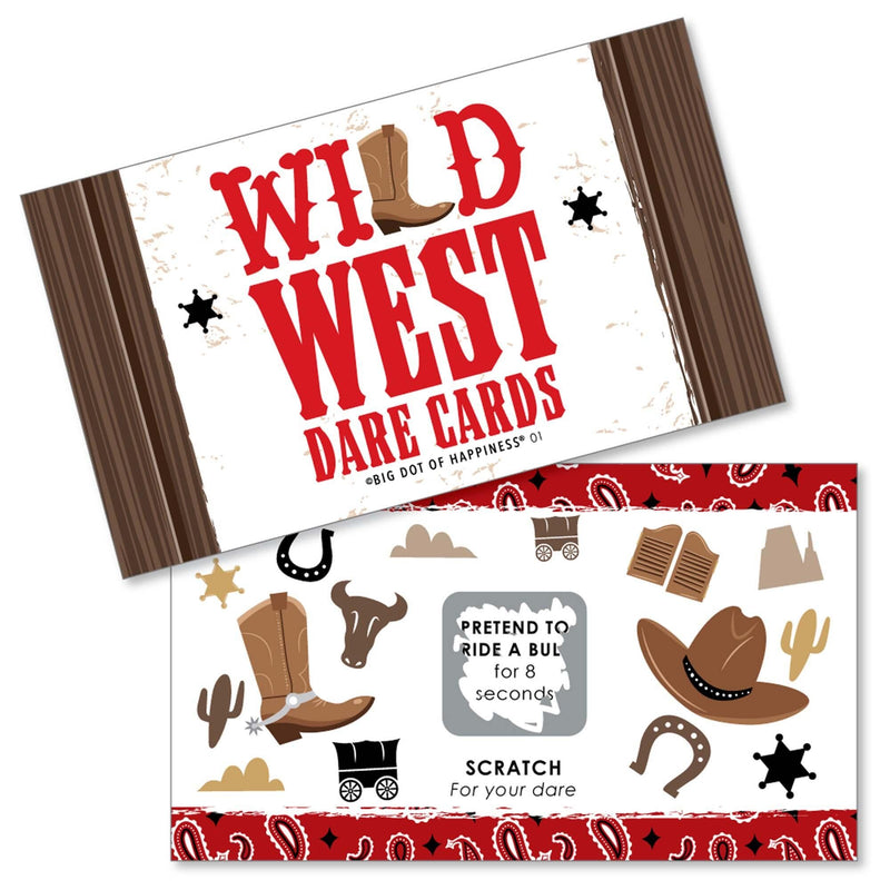 Western Hoedown - Wild West Cowboy Party Game Scratch Off Dare Cards - 22 Count