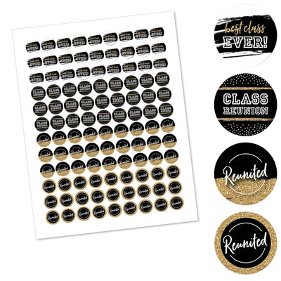 Reunited - School Class Reunion Party Round Candy Sticker Favors - Labels Fit Hershey's Kisses - 108 ct