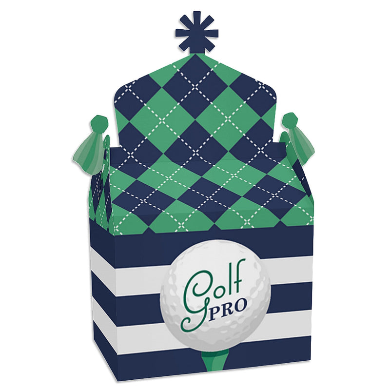 Par-Tee Time - Golf - Treat Box Party Favors - Birthday or Retirement Party Goodie Gable Boxes - Set of 12